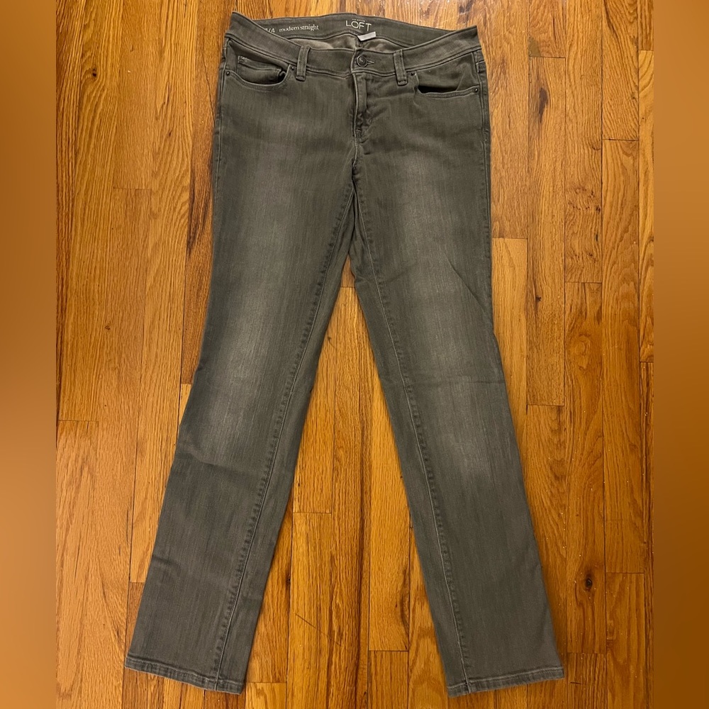 Grey LOFT Modern Straight Jeans